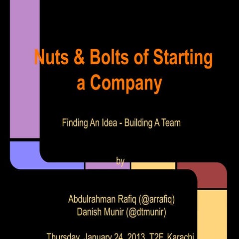 Nuts & bolts of doing a start up