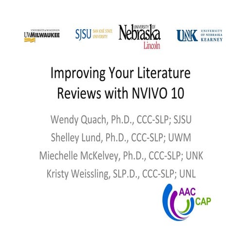 Improving Your Literature Reviews with NVivo 10 for Windows
