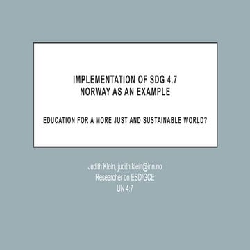 Implementation of SDG 4.7. Norway as an example