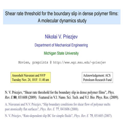 Shear rate threshold for the boundary slip in dense polymer films