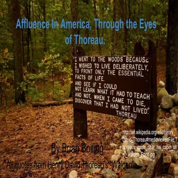 Aflluenza in America, Through the Eyes of Thoreau.