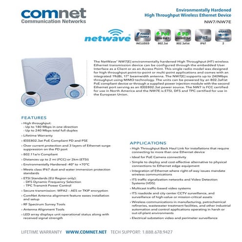 ComNet NW7 Data Sheet | PDF