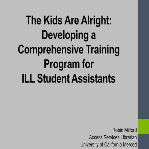 The Kids Are Alright: Developing a Comprehensive Training Program for 