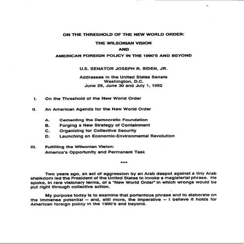 ON THE THRESHOLD OF THE NEW WORLD ORDER