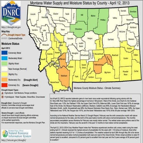 National Weather Service's Montana Water Supply and Moisture Status 