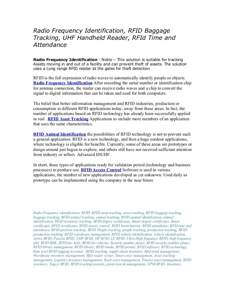 Radio Frequency Identification