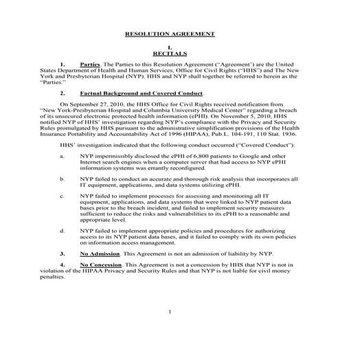 HIPAA Settlement New York Presbyterian and Columbia Universtiy