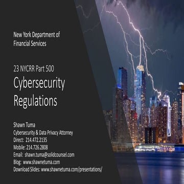 NYDFS Cybersecurity Regulations - 23 NYCRR Part 500