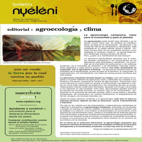 Revista Nyeleni num 20, diciembre 2014