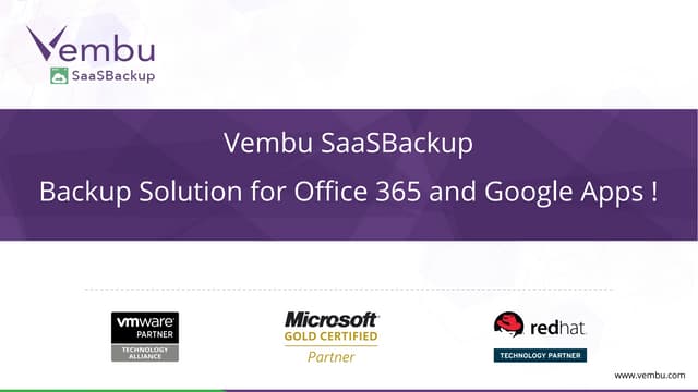 Vembu SaaSBackup – Backup Solution for Office 365 and Google Apps !