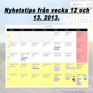 Nyhetstips v12 och 13 2013