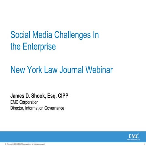 NYLJ Social Media Webinar   J. Shook