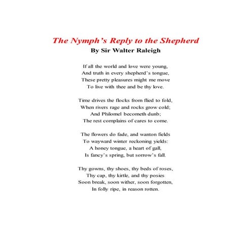 Nymph's Reply to the Sheperd