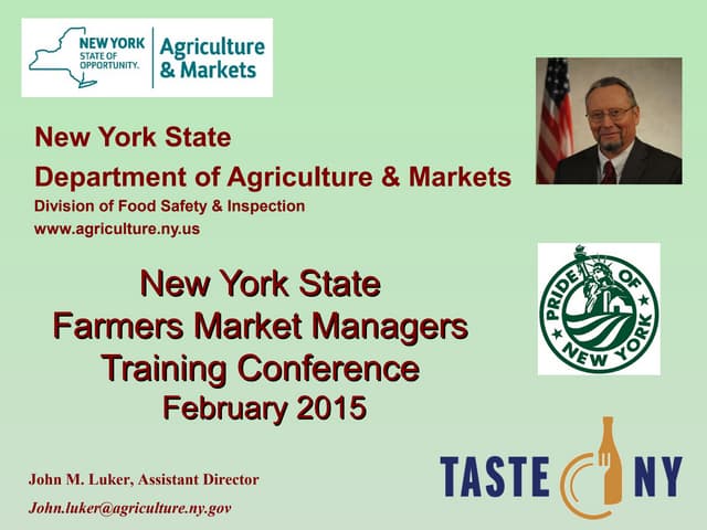 John Luker Addresses the New York State Farmers Market Managers Training Conference