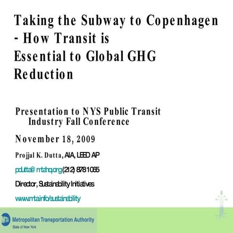 Taking the Subway to Copenhagen - How Transit is Essential to Global GHG Red...