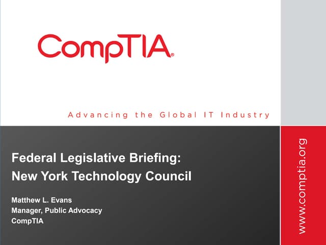 NYTECH & CompTIA "Federal Legislative Briefing" 2012