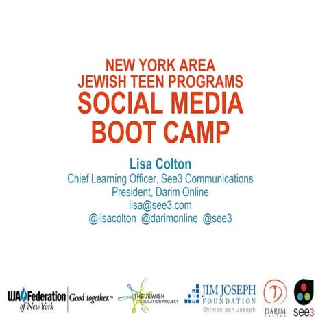 NY Jewish Teen Program Social Media Boot Camp (Day 1)
