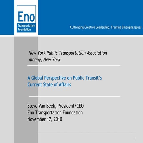A Global Perspective on Public Transit's Current State of Affairs - Stephen D...