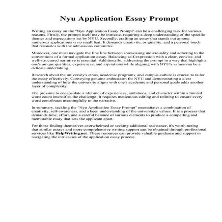Nyu Application Essay Prompt. National Defense University