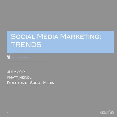 TRENDS IN SOCIAL MEDIA MARKETING