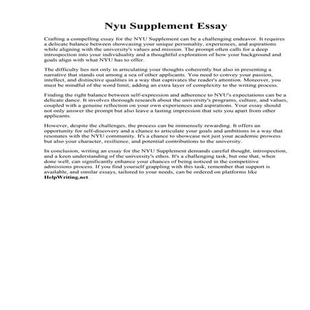 Nyu Supplement Essay | PDF