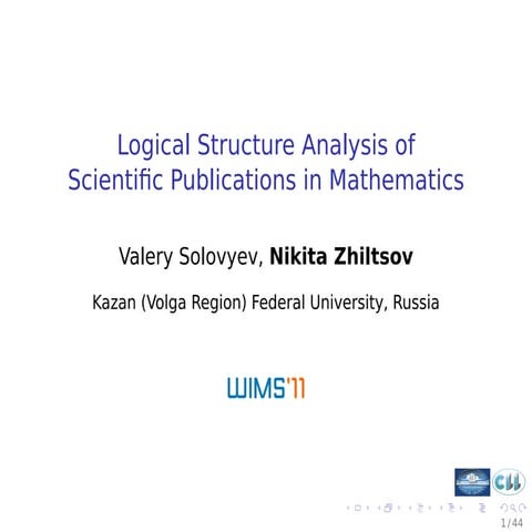 Logical Structure Analysis of Scientific Publications in Mathematics