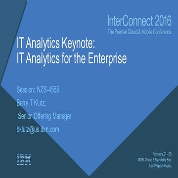 NZS-4555 - IT Analytics Keynote - IT Analytics for the Enterprise