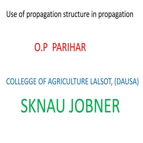 Use of propagation structure in propagation 