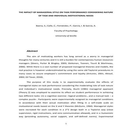 The impact of managerial style on task performance considering nature of task and individual motivational needs