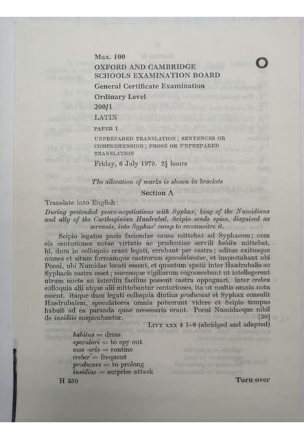 O level Latin 1979