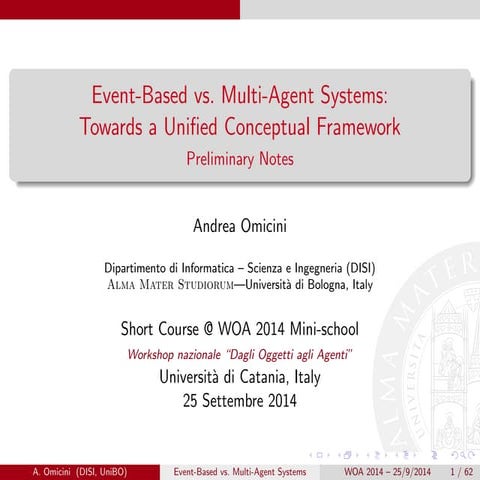 Event-Based vs. Multi-Agent Systems: Towards a Unified Conceptual Framework. ...