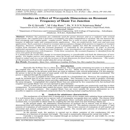 Studies on Effect of Waveguide Dimensions on Resonant Frequency of Shunt Tee ...