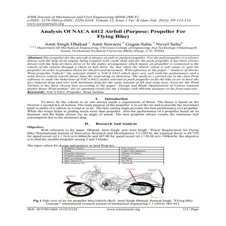 Analysis Of NACA 6412 Airfoil (Purpose: Propeller For Flying Bike)