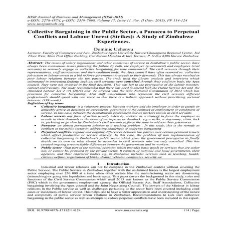 Collective Bargaining in the Public Sector, a Panacea to Perpetual Conflicts ...