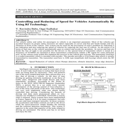 Controlling and Reducing of Speed for Vehicles Automatically By Using Rf Tech...