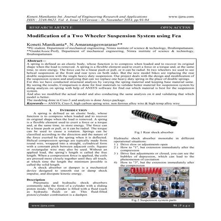 Modification of a Two Wheeler Suspension System using Fea