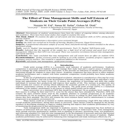 The Effect of Time Management Skills and Self Esteem of Students on Their Gra...
