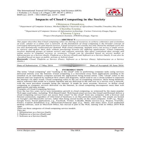 Impacts of Cloud Computing in the Society