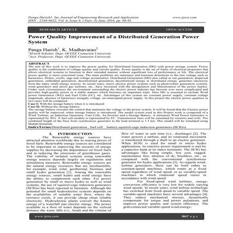 Power Quality Improvement of a Distributed Generation Power System