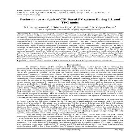 Performance Analysis of CSI Based PV system During LL and TPG faults