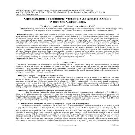 Optimization of Complete Monopole Antennato Exhibit Wideband Capabilities
