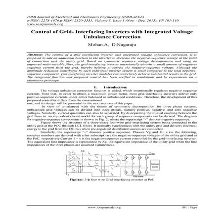 Control of Grid- Interfacing Inverters with Integrated Voltage Unbalance Corr...