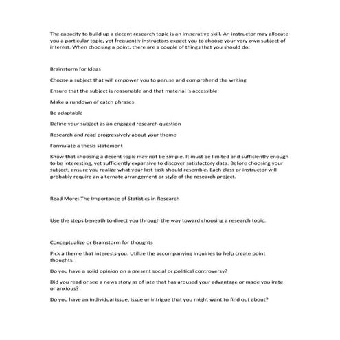 Lesson 1- Brainstorming for Research Topics | PPTX