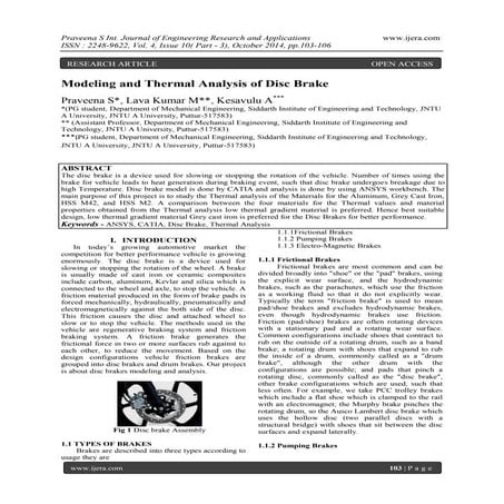 Modeling and Thermal Analysis of Disc Brake