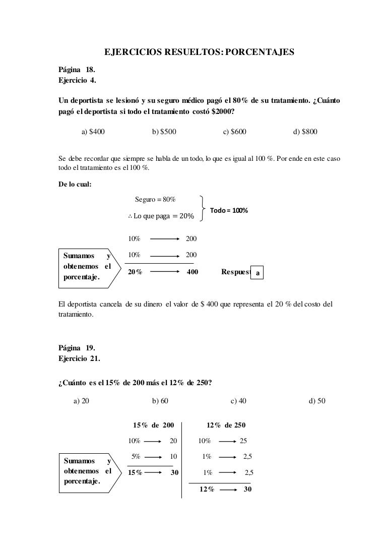 ejercicios resueltos porcentajes PREUNIVERSITARIO CRECER