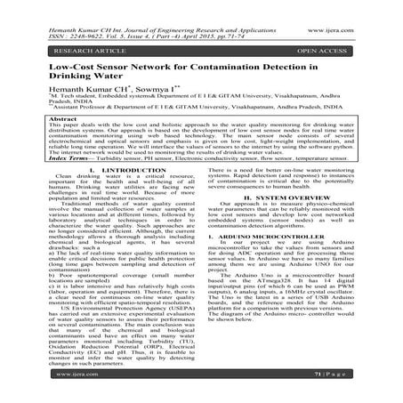 Low-Cost Sensor Network for Contamination Detection in Drinking Water