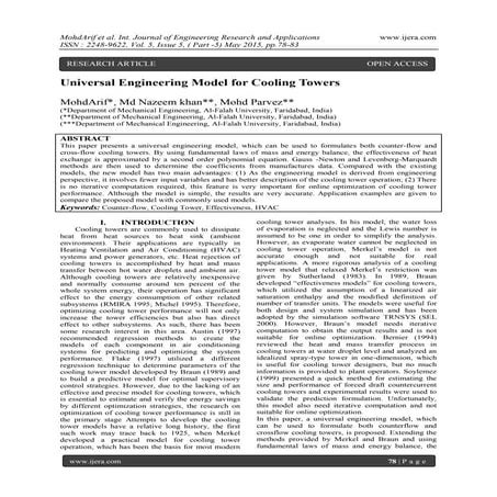 Universal Engineering Model for Cooling Towers