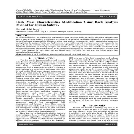 Rock Mass Characteristics Modification Using Back Analysis Method for Isfahan...