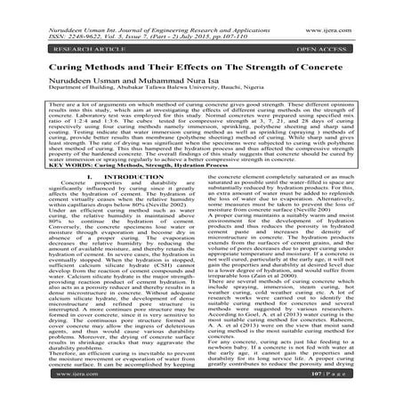 Curing Methods and Their Effects on The Strength of Concrete | PDF