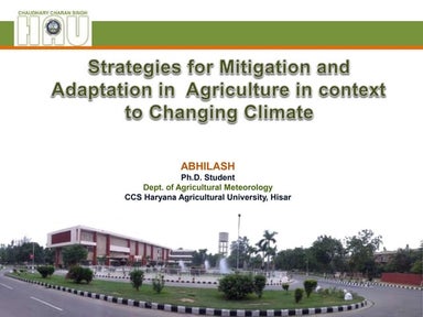 Strategies for Mitigation and Adaptation in Agriculture in context to Changin...